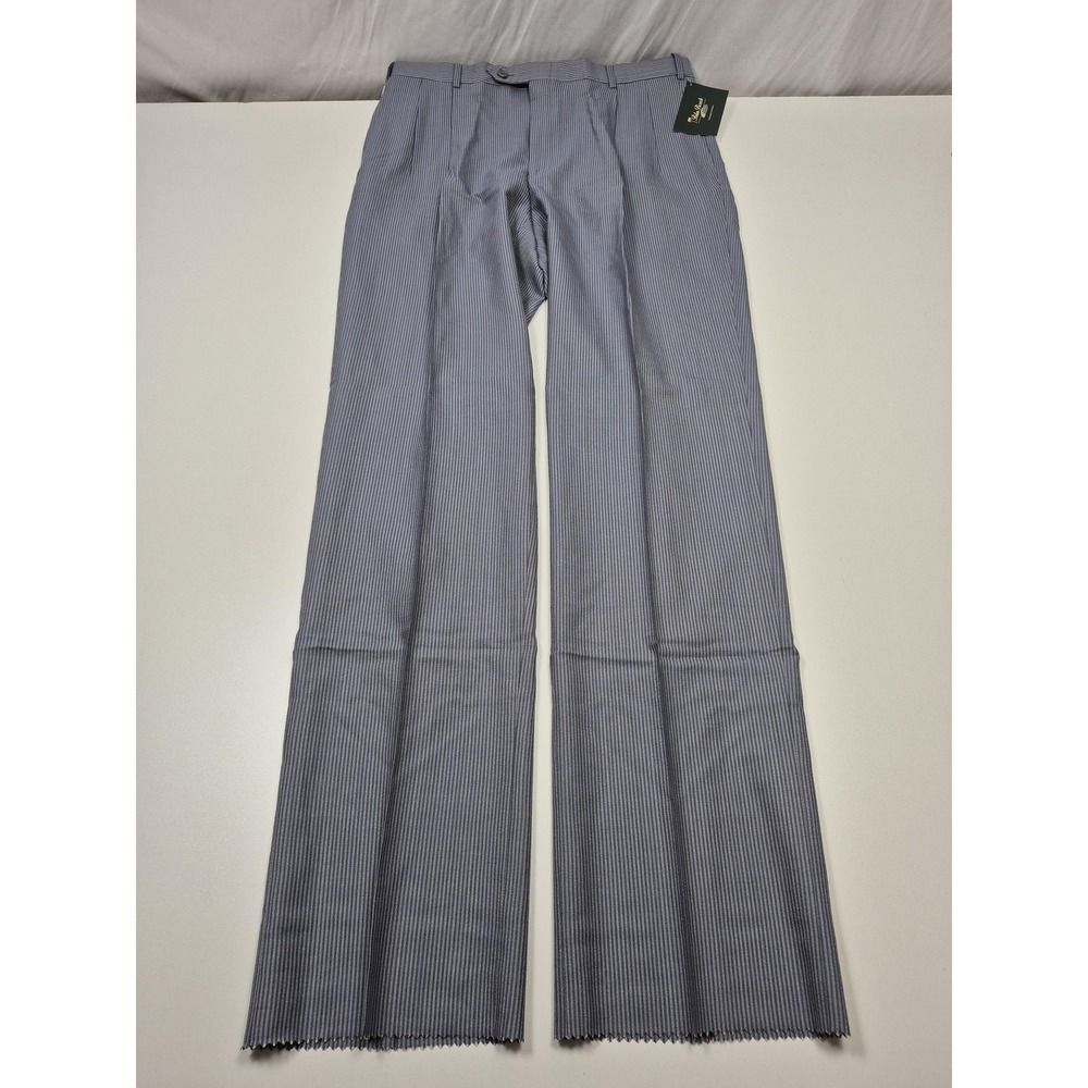 Palm Beach ReFlex Dress Pants Mens 38x36 Blue Wool Pleated Striped NWT